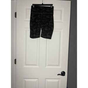 Fabletics Activewear compression Biker shorts small green black camo